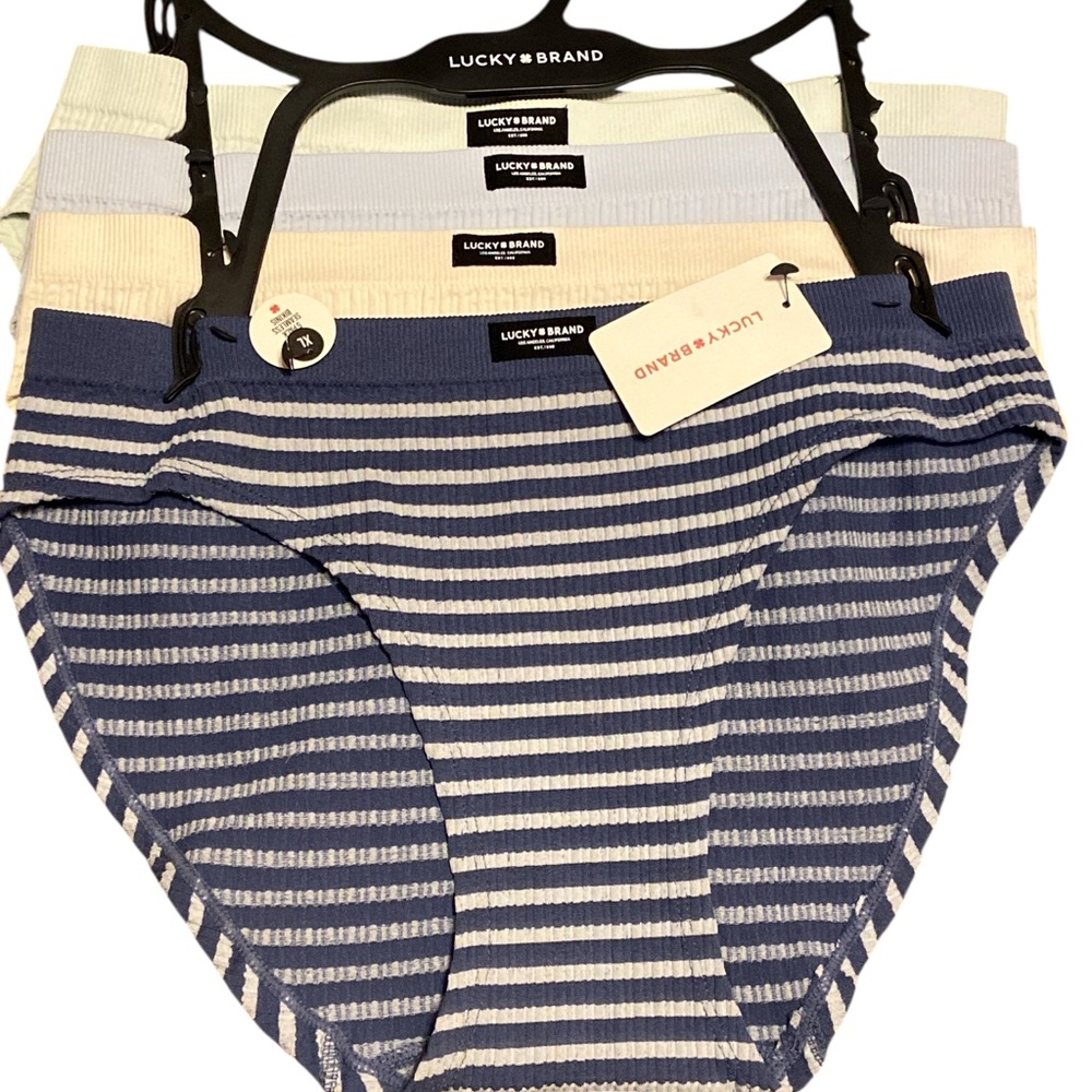 Lucky Brand Blue Striped Panties plus 3 solid colors bikinis